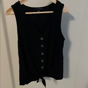 Sanctuary Black Button-Down Sleeveless Top